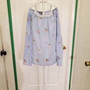 Gypsies and Moondust Striped Floral Shirt Sz M